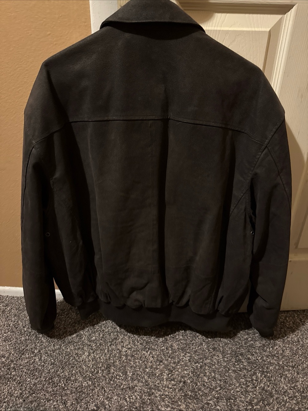Lands' End Black Suede Air Force Bomber Jacket - Picture 2 of 5